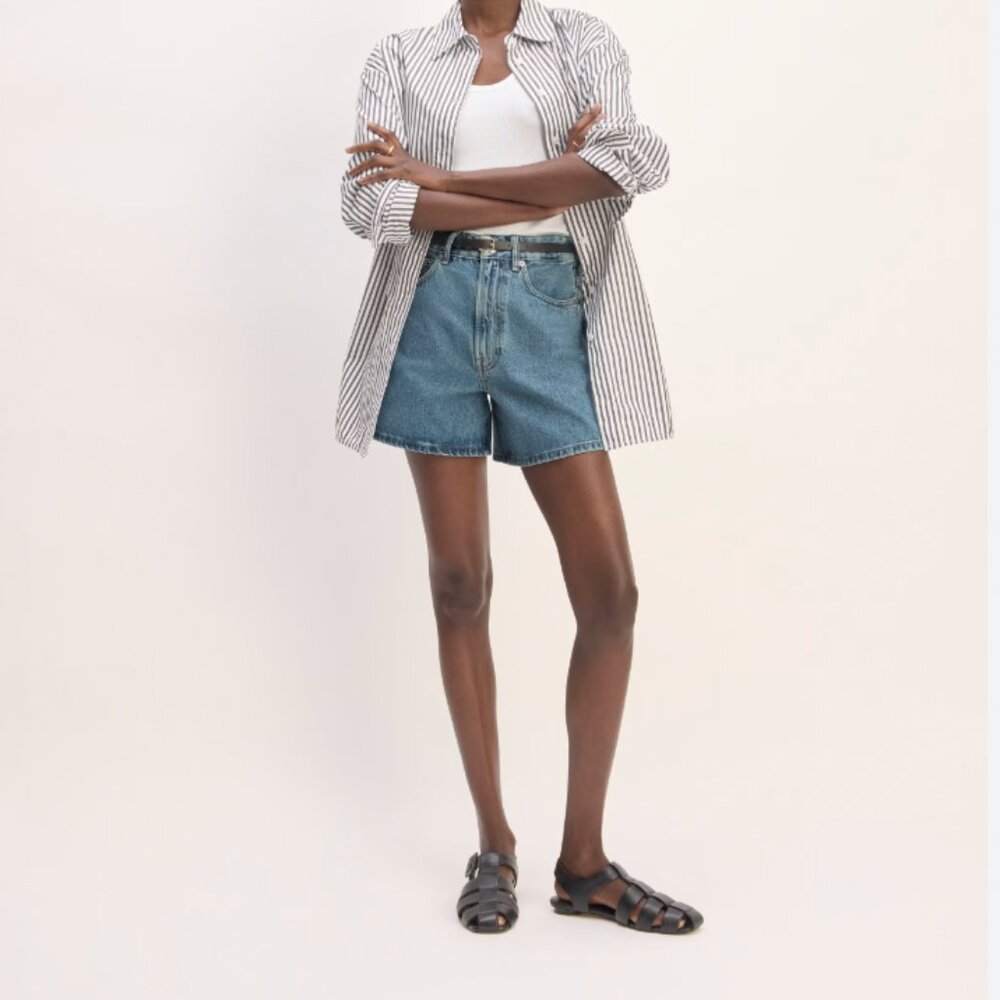 Everlane Blue High Waist Shorts Relaxed Fit